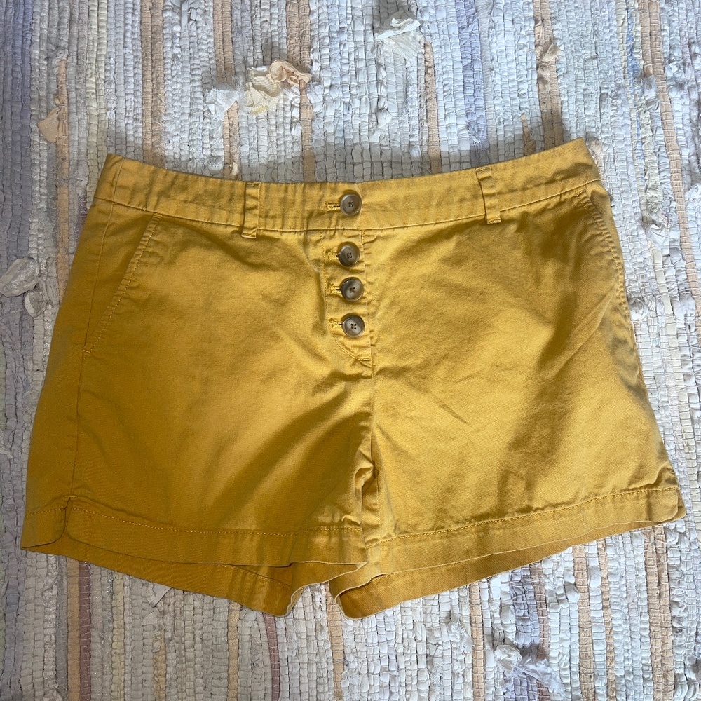 LOFT 4 Inch 100% Cotton Mustard Yellow 4 Button Shorts Size 10
